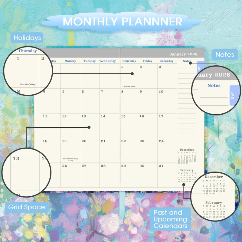 Artfan 2026 Pocket Calendar - 2026 Pocket Planner/Calendar, Jan.2026 - Dec.2026, 2026 Pockets Planner Weekly and Monthly, 3.93''  6.29''- Oil Painting - Image 3